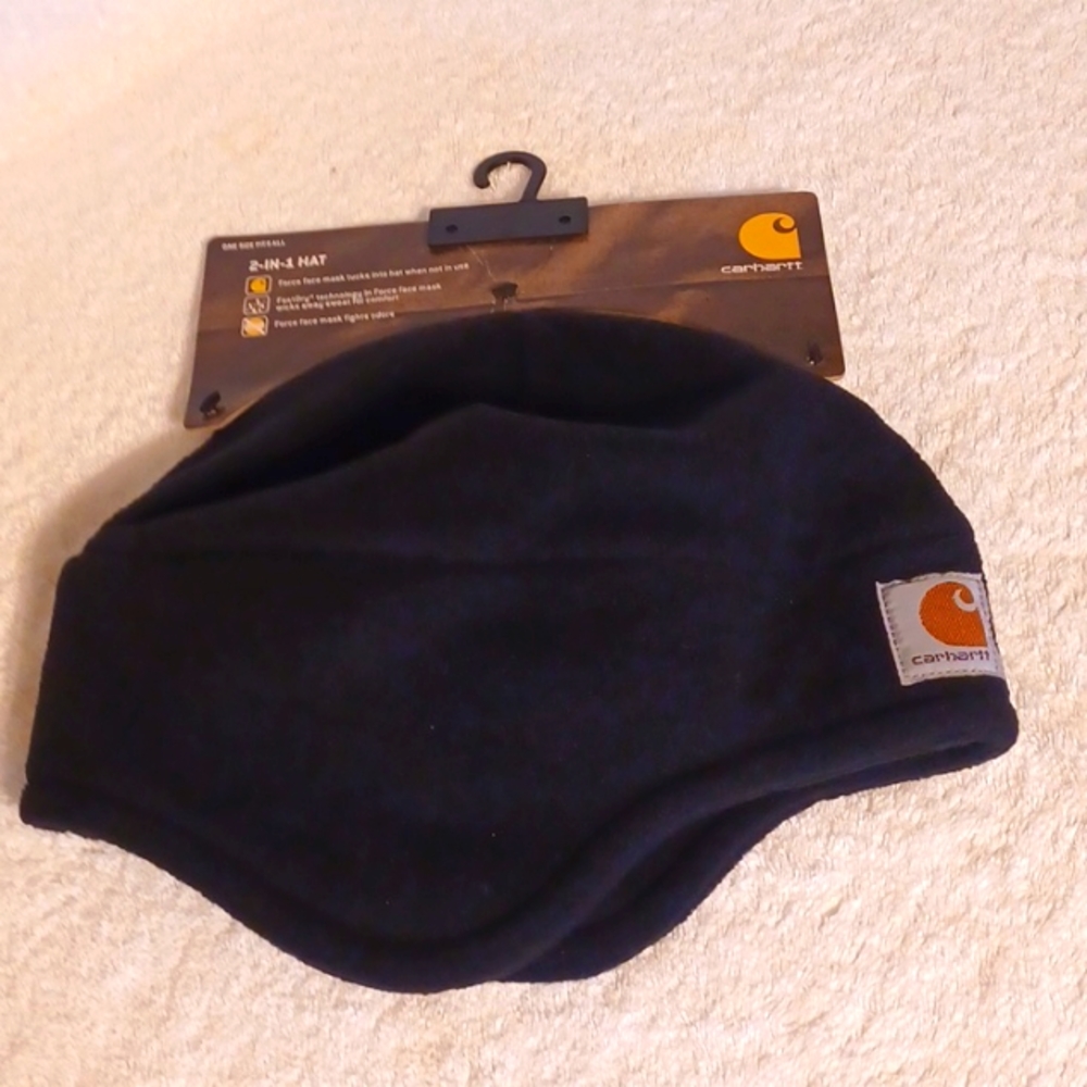Carhartt 2-in-1 hat black one size fits all hat with face mask